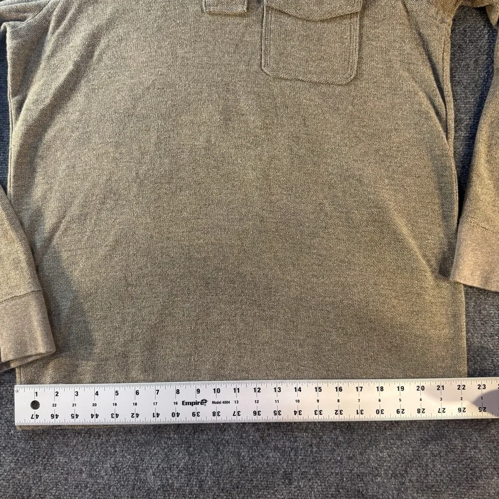 Eddie Bauer Men's L Tall Brown Textured 3 Button Pullover Sweatshirt Pocket